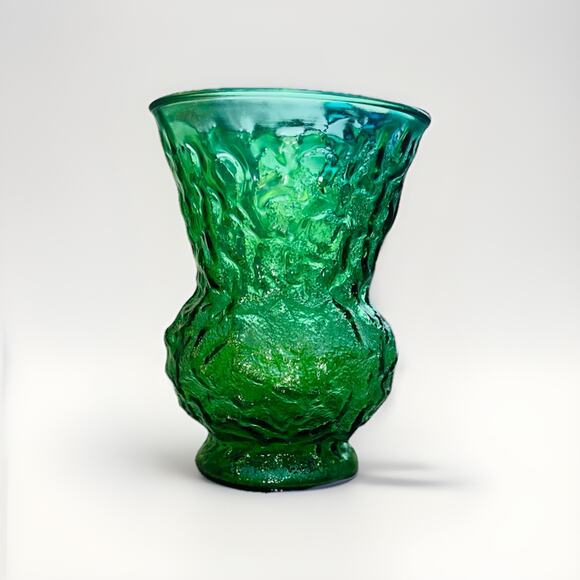 Vintage E.O Brody Co. Emerald Green Full Bouquet Art Glass Vase - 1970’s - Picture 6 of 7